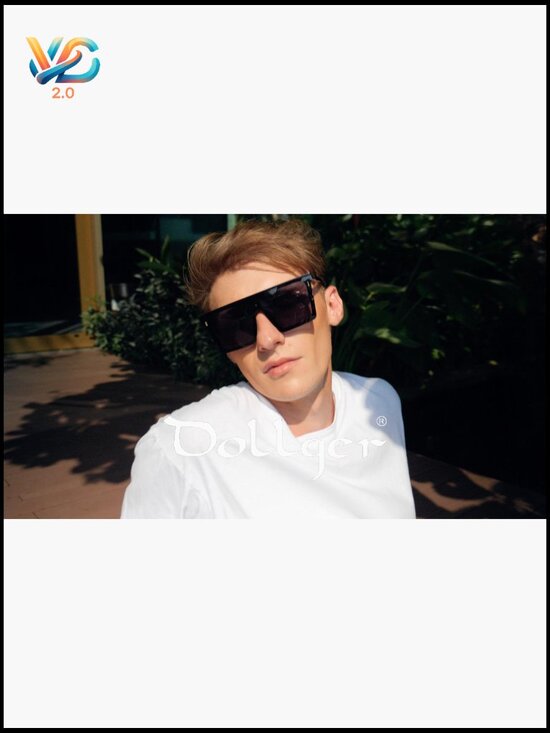 Square Oversized Sunglasses Trendy Flat Top Black Gold UV400 Protection Unisex main image 6